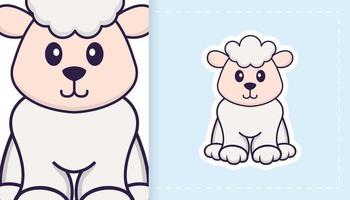 Cute sheep mascot character. Can be used for stickers, patches, textiles, paper. Vector illustration