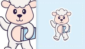 Cute sheep mascot character. Can be used for stickers, patches, textiles, paper. Vector illustration