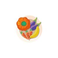 Pepper eggplants carrots and banana vector design