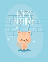 dibujos animados de gato y diseño de vector de feliz cumpleaños