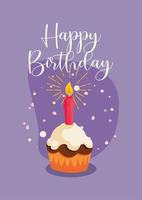 Happy birthday cupcake with candle vector design