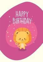 lion cartoon and happy birthday vector design