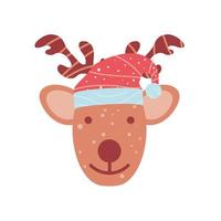 christmas deer with hat vector