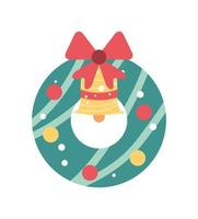 christmas wreath and bell vector