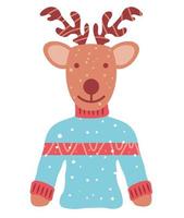 christmas deer with sweater vector