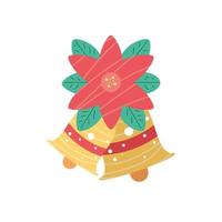 campana de navidad y flores vector