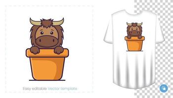 Cute bull mascot character. Can be used on stickers, patches, textiles, paper, cloth and others. vector