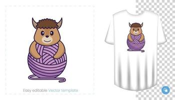 Cute sheep character. Prints on T-shirts, sweatshirts, cases for mobile phones, souvenirs. Isolated vector illustration on white background.