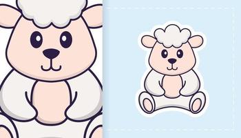 Cute sheep mascot character. Can be used for stickers, patches, textiles, paper. Vector illustration