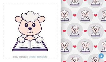 Seamless pattern with cartoon sheep on white background. Can be used on packaging paper, cloth and others. vector