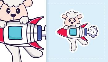 Cute sheep mascot character. Can be used for stickers, patches, textiles, paper. Vector illustration