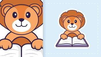 Cute lion mascot character. Can be used for stickers, patches, textiles, paper. Vector illustration