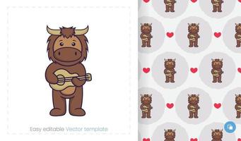 Cute bull mascot character. Can be used on stickers, patches, textiles, paper, cloth and others. vector