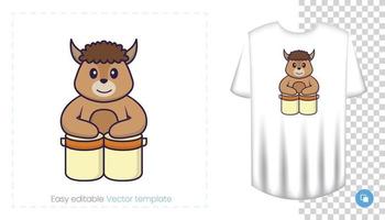 Cute sheep character. Prints on T-shirts, sweatshirts, cases for mobile phones, souvenirs. Isolated vector illustration on white background.