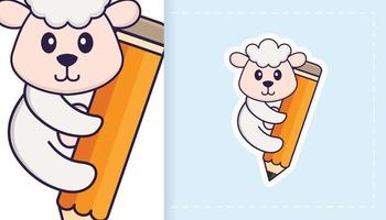 Cute sheep mascot character. Can be used for stickers, patches, textiles, paper. Vector illustration