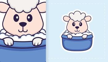 Cute sheep mascot character. Can be used for stickers, patches, textiles, paper. Vector illustration