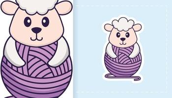 Cute sheep mascot character. Can be used for stickers, patches, textiles, paper. Vector illustration