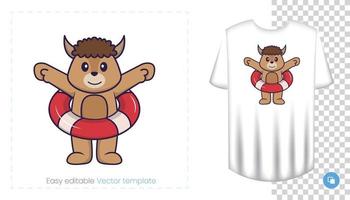 lindo personaje de oveja. estampados en camisetas, sudaderas, fundas para móviles, souvenirs. Ilustración de vector aislado sobre fondo blanco.