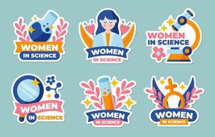 Women in Science Sticker Set vector