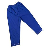 Blue pants on a white background, sleep pants close up. Sleep pants photo