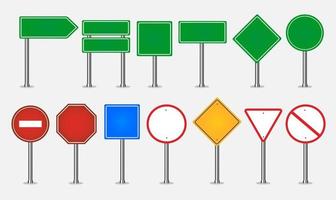 traffic signs. Road board text panel, mockup signage direction highway city signpost location street arrow way vector