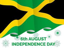 día de la independencia de jamaica el 6 de agosto. día nacional de jamaica. La bandera y los elementos patrióticos están ilustrados para la página de destino, el póster, la aplicación, el volante, la tarjeta de felicitación, el banner y el vector de fondo.