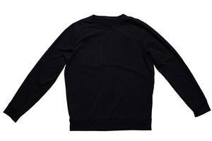 Black sweatshirt mock up isolated on white background. Black sweatshirt design template over white photo