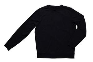 Black sweatshirt mock up isolated on white background. Black sweatshirt design template over white photo