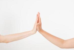women's hand touch isolated on white background. Hands to touch. Copy space. Mock up. photo