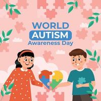 Two Children Celebrate World Autism Day vector