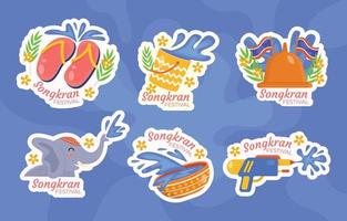 Songkran Sticker Set vector