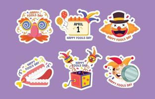 April Fools Day Sticker Collection vector