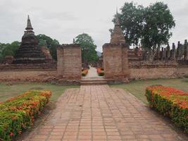 Wat Mahathat Temple Sukhothai Province Is a temple in the area of Sukhothai since ancient times Wat Mahathat is located in the Sukhothai Historical Park World Heritage Site. photo