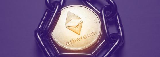 Close up of Ethereum Crypto Currency photo