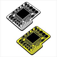 black and white computer circuit board vector design