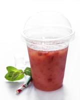 Refreshing summer drink with strawberry photo