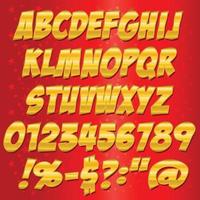 comics Gold style alphabet collection set. Illustrator Vector Eps 10.