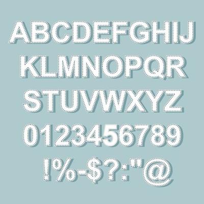 Stitched Text style alphabet collection set. llustrator Vector Eps 10.