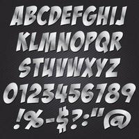 Conjunto de colección de alfabeto de estilo de letras de metal de cómics. ilustrador vectoriales eps 10.
