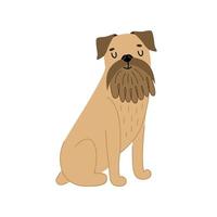 lindo grifo sonriente de bruselas. ilustración vectorial de un perro vector