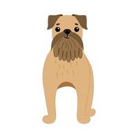 raza de perro lindo grifo bruselas marrón. ilustración vectorial de animal de compañía