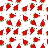 Vector watermelon background with black seeds. Seamless watermelons pattern. Vector background with watermelon slices. Vector seamless pattern of fruit watermelon