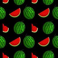 Vector watermelon background with black seeds. Seamless watermelons pattern. Vector background with watermelon slices. Vector seamless pattern of fruit watermelon