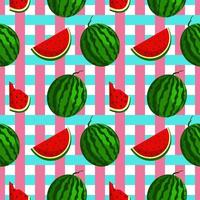 Vector watermelon background with black seeds. Seamless watermelons pattern. Vector background with watermelon slices. Vector seamless pattern of fruit watermelon