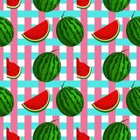 Vector watermelon background with black seeds. Seamless watermelons pattern. Vector background with watermelon slices. Vector seamless pattern of fruit watermelon