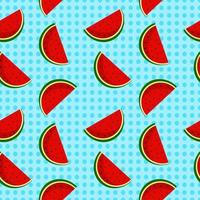 Vector watermelon background with black seeds. Seamless watermelons pattern. Vector background with watermelon slices. Vector seamless pattern of fruit watermelon