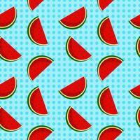 Vector watermelon background with black seeds. Seamless watermelons pattern. Vector background with watermelon slices. Vector seamless pattern of fruit watermelon