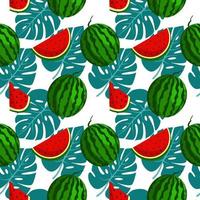 Vector watermelon background with black seeds. Seamless watermelons pattern. Vector background with watermelon slices. Vector seamless pattern of fruit watermelon