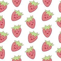 Cute strawberry cartoon seamless pattern vector  Background design for kids, decorating, wallpaper, wrapping paper, fabric, backdrop