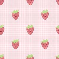 Cute strawberry cartoon seamless pattern vector  Background design for kids, decorating, wallpaper, wrapping paper, fabric, backdrop